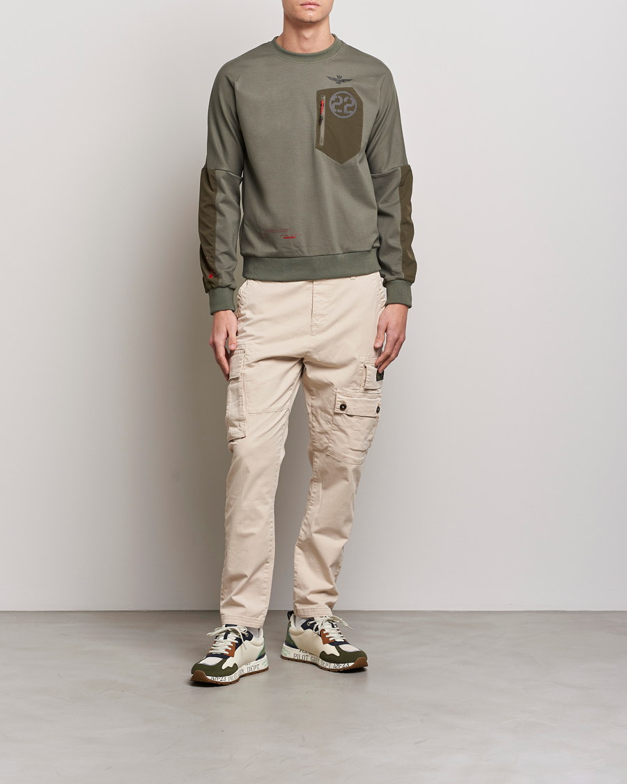 Herre | Gensere | Aeronautica Militare | Felpa Girocollo Zip Sweater Dark Green