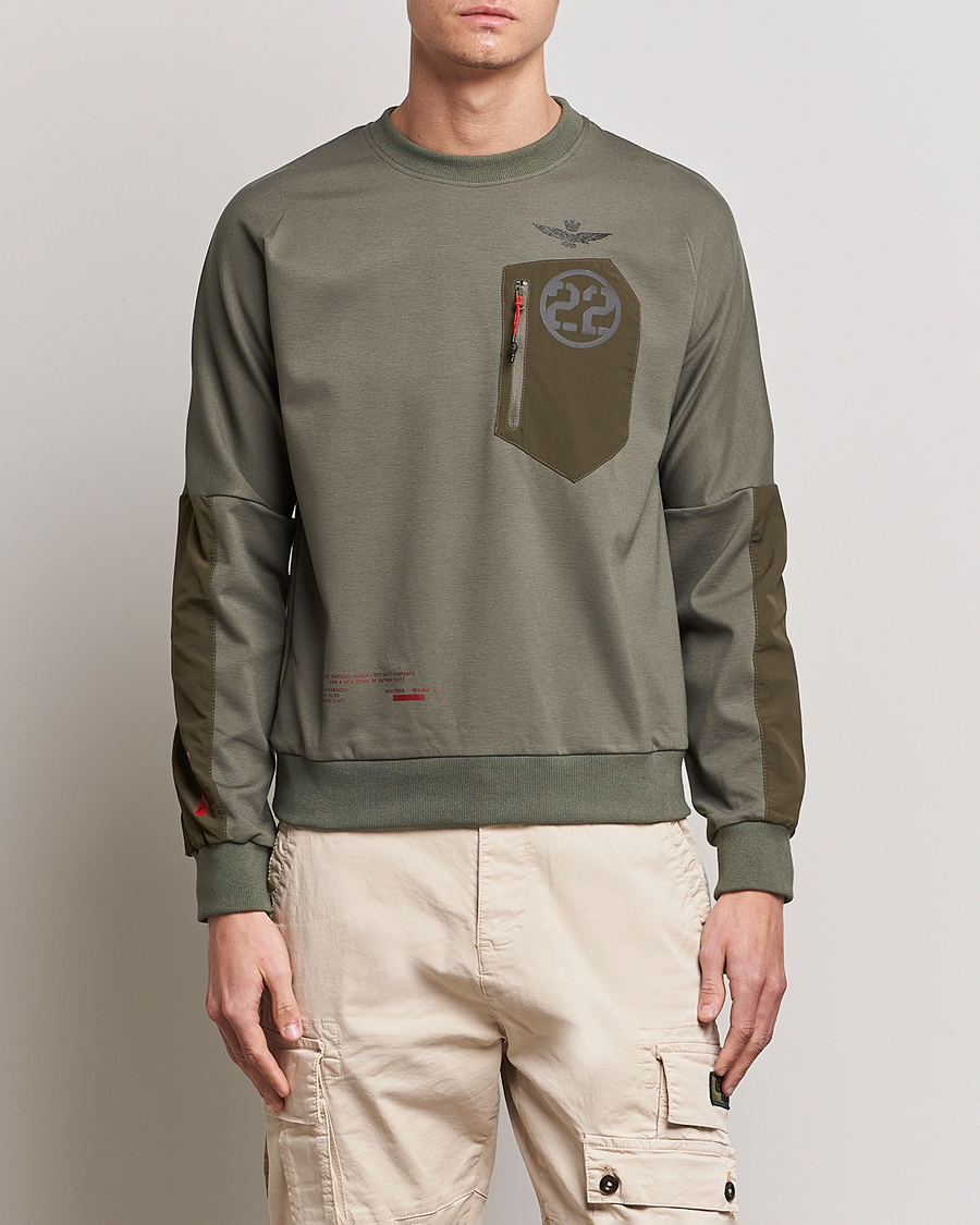 Herre | Sweatshirts | Aeronautica Militare | Felpa Girocollo Zip Sweater Dark Green
