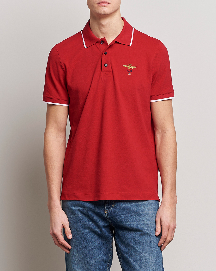 Herre |  | Aeronautica Militare | Garment Dyed Cotton Polo Red