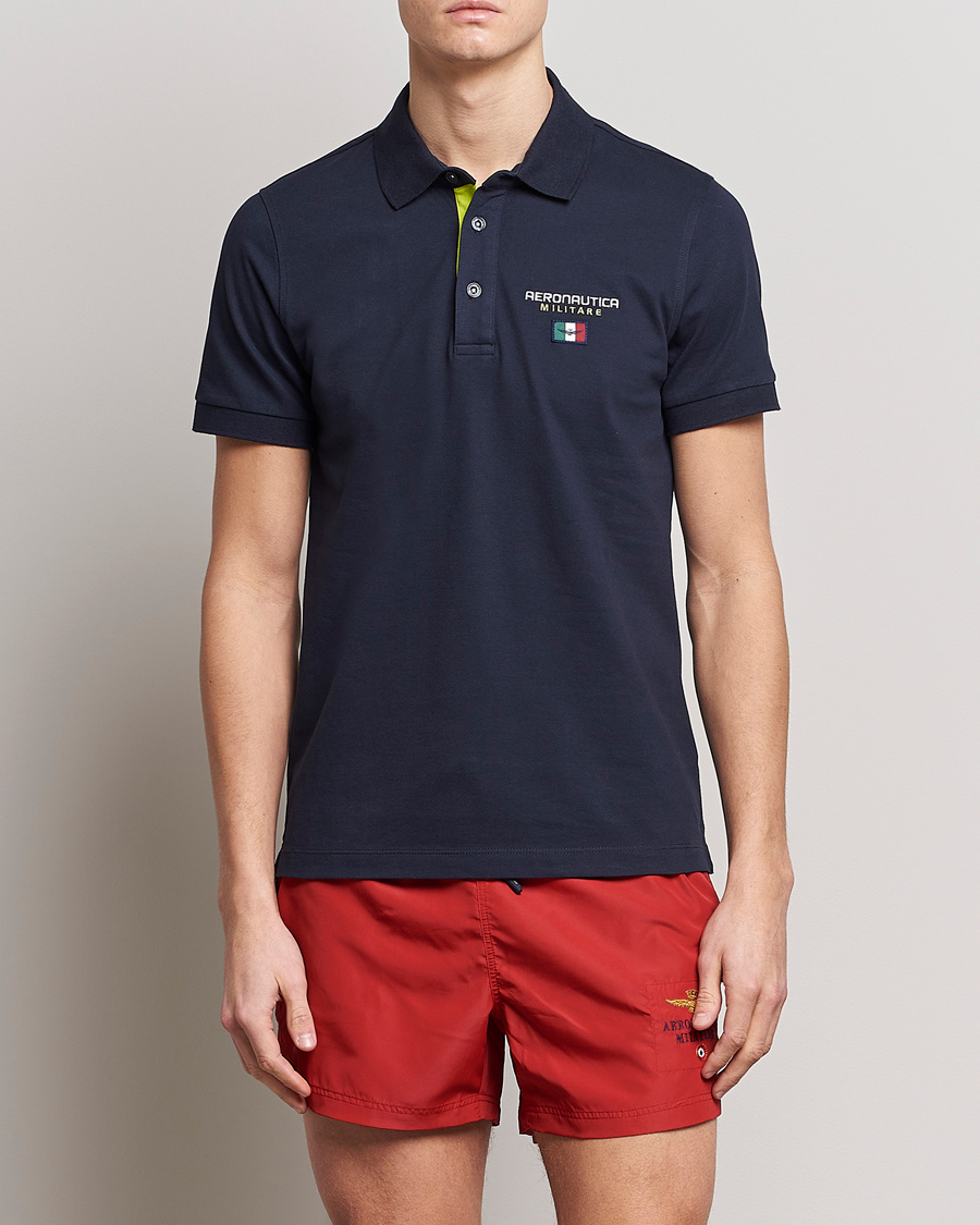Herre | | Aeronautica Militare | Stretch Cotton Polo Navy Blue