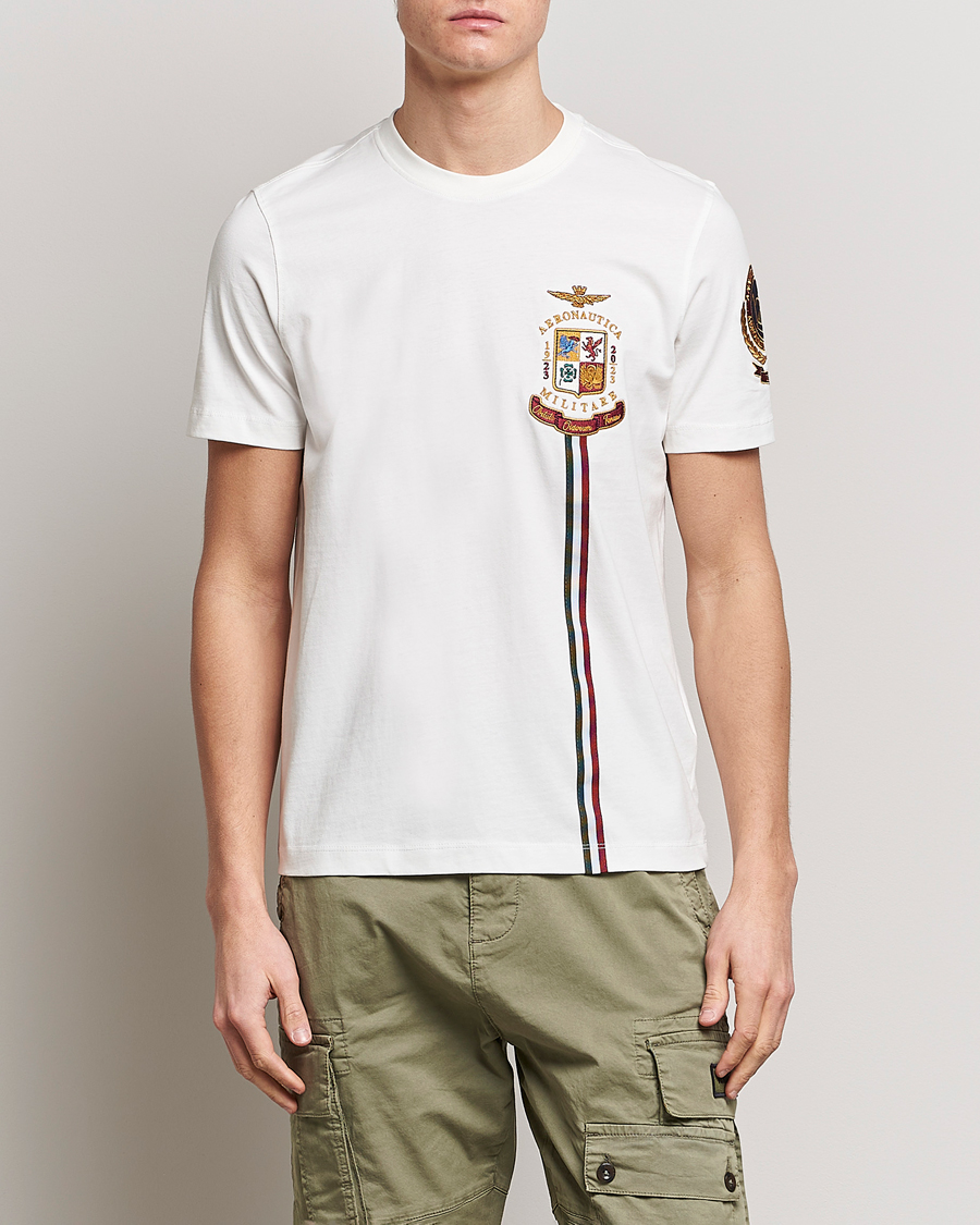 Herre |  | Aeronautica Militare | Tape Cotton T-Shirt White Cream