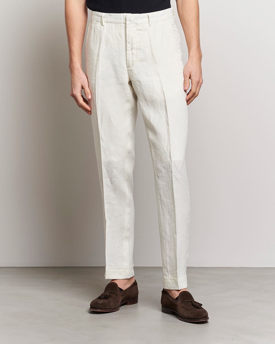Herre |  | Polo Ralph Lauren | Linen Pleated Trousers Cream