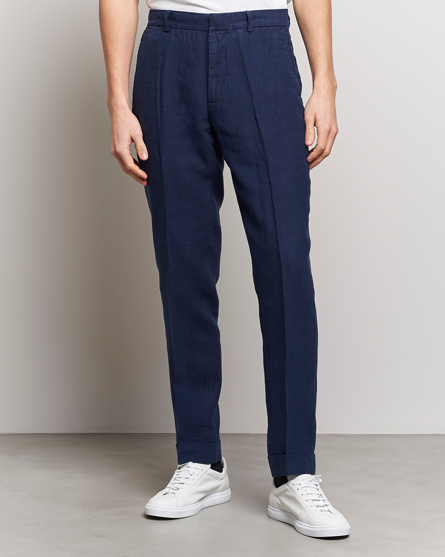 Herre | Linbukser | Polo Ralph Lauren | Linen Pleated Trousers Navy