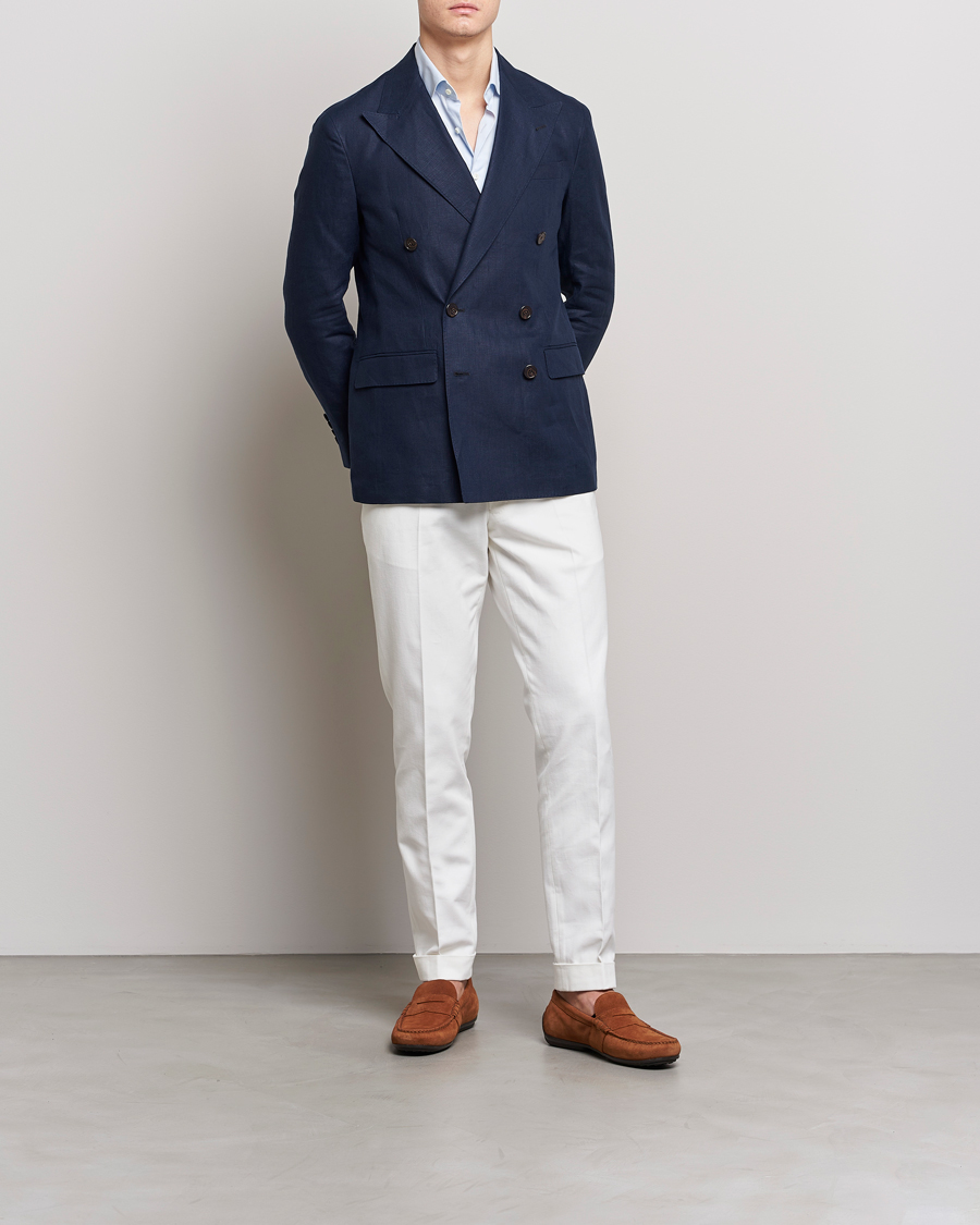 Herre | Dressjakker | Polo Ralph Lauren | Linen Double Breasted Sportcoat Dark Navy
