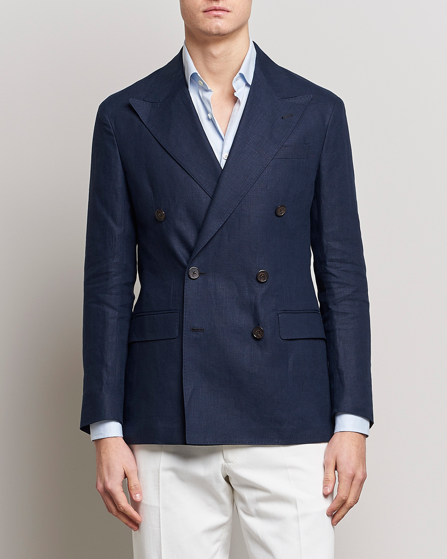 Herre |  | Polo Ralph Lauren | Linen Double Breasted Sportcoat Dark Navy