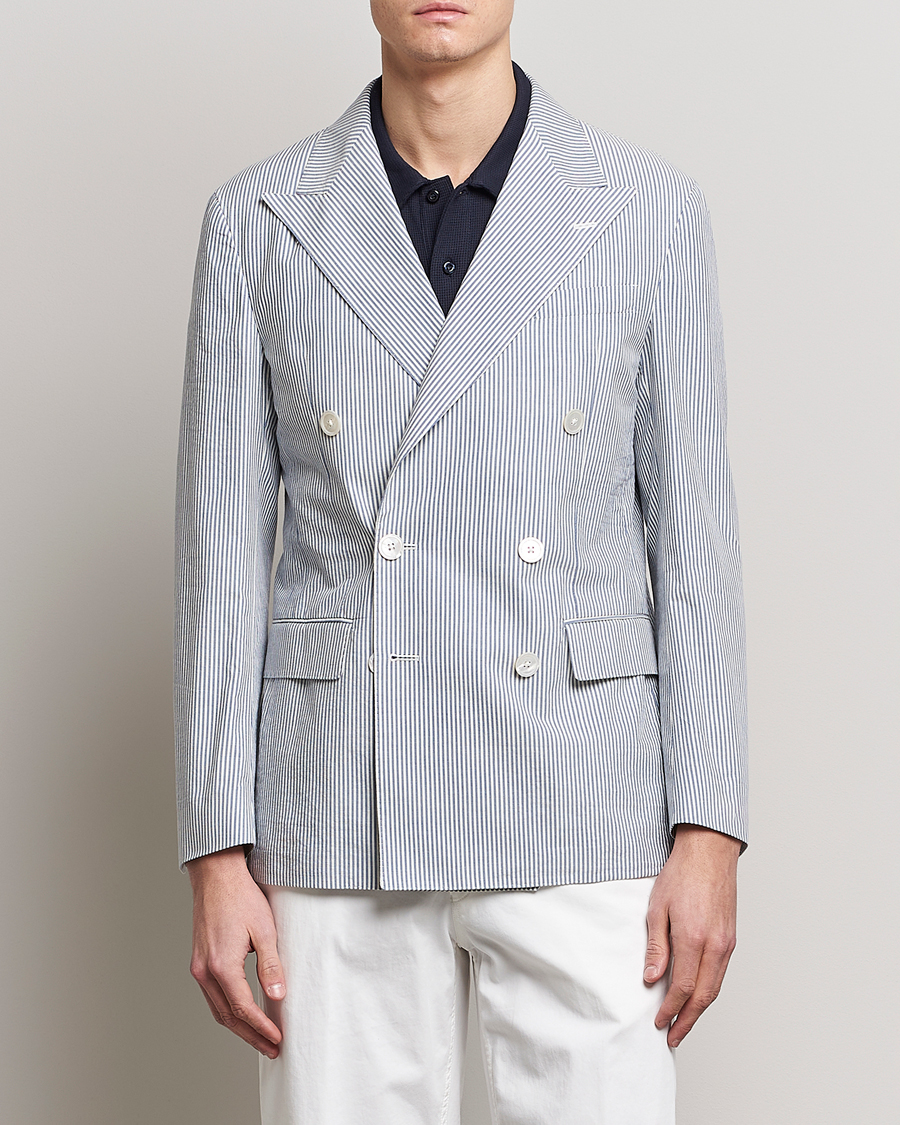 Herre |  | Polo Ralph Lauren | Cotton Seersucker Sportcoat Cream/Antique Blue