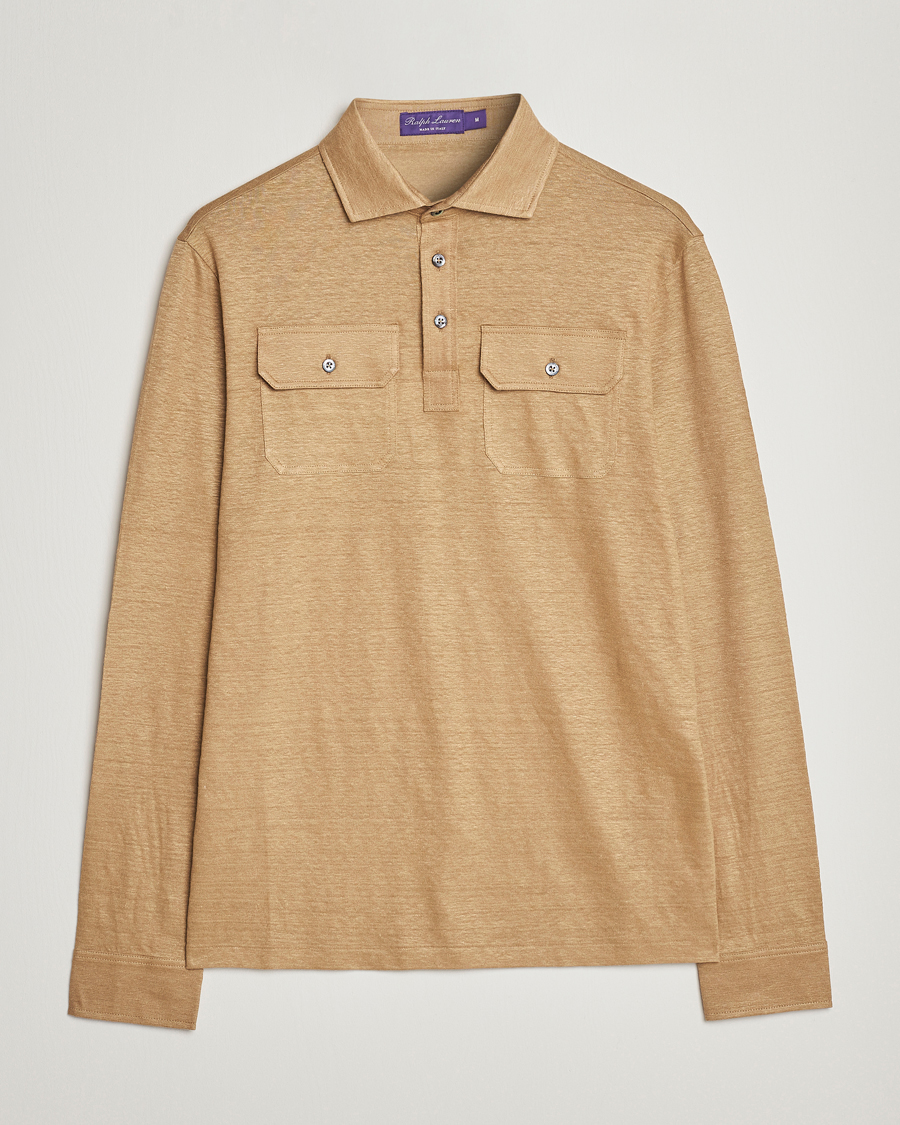 Herre | Gensere | Ralph Lauren Purple Label | Linen Jersey Popover Icon Khaki