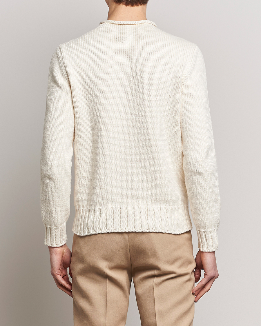 Herre | Gensere | Ralph Lauren Purple Label | Caged Cotton Rib Sweater Natural