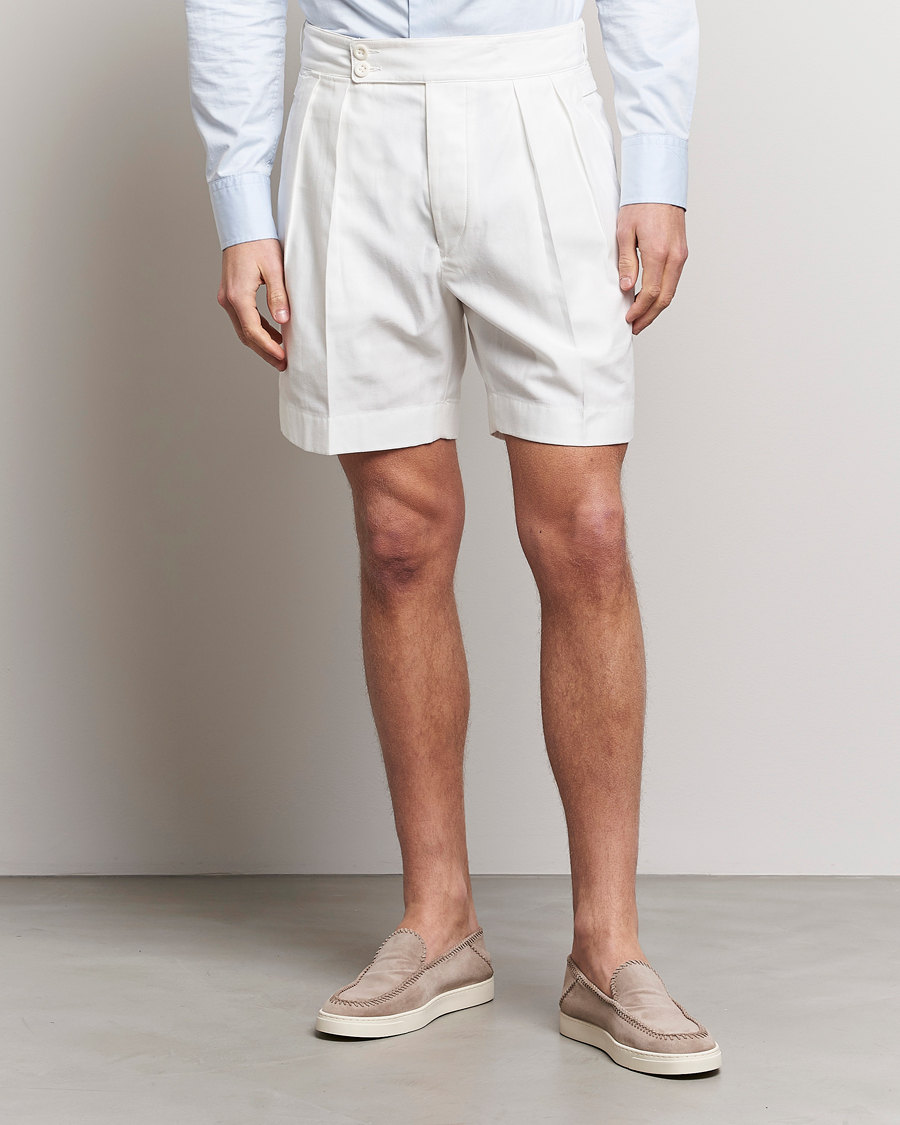 Herre | Shorts | Ralph Lauren Purple Label | High Waist Linen Shorts Ivory