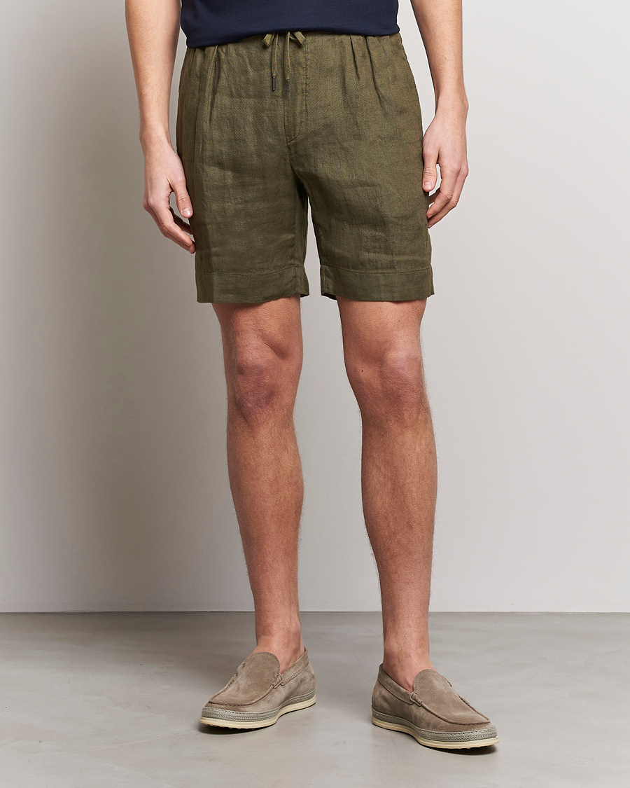 Herre | Shorts | Ralph Lauren Purple Label | Rumpled Linen Shorts Olive