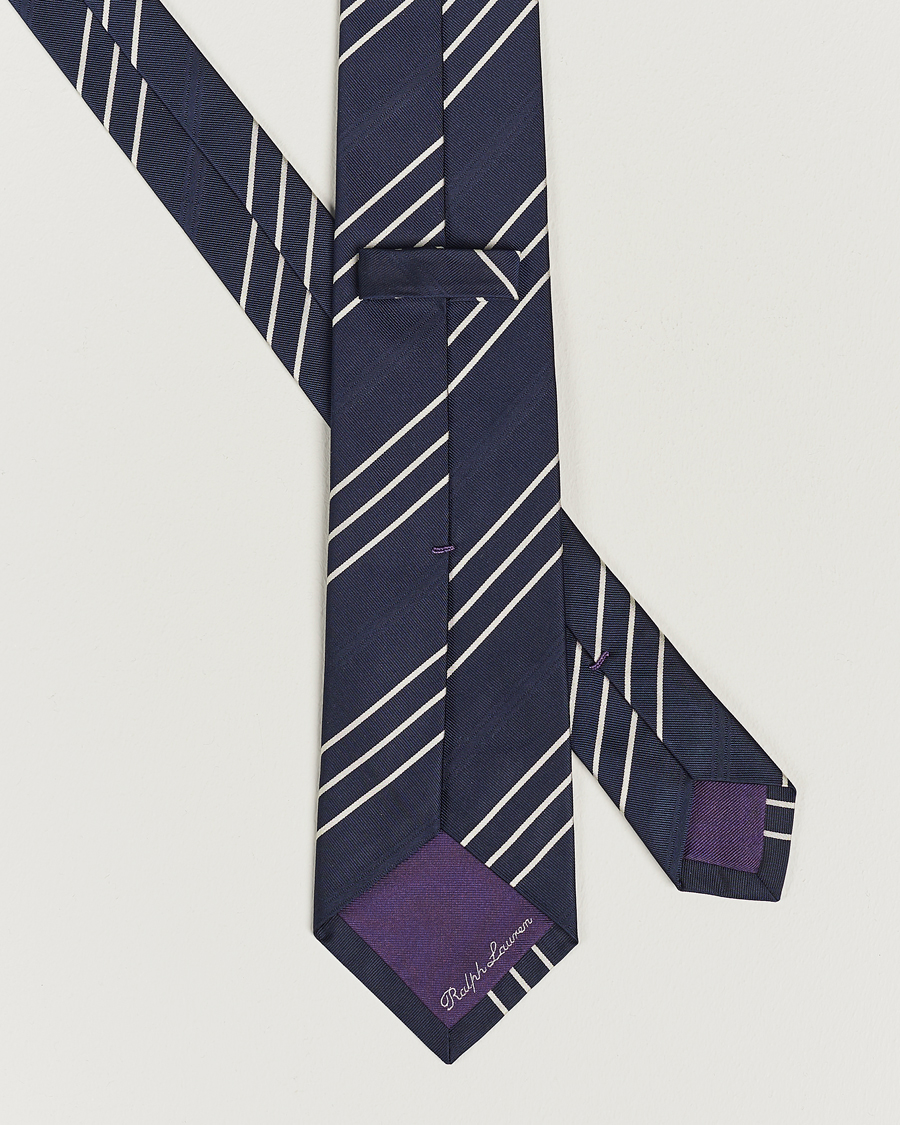 Herre | Luxury Brands | Ralph Lauren Purple Label | Triple Stripe Silk Tie Navy