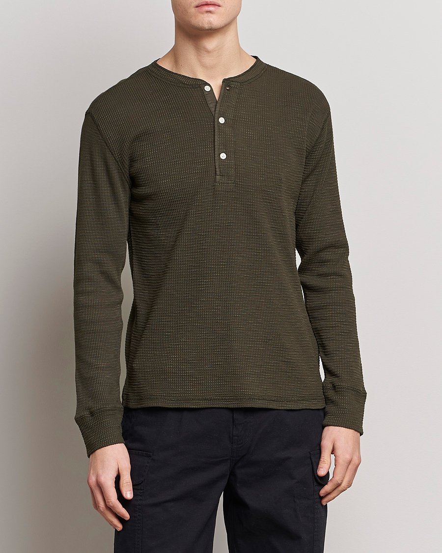 Herre | Gensere | RRL | Long Sleeve Henley Dark Green