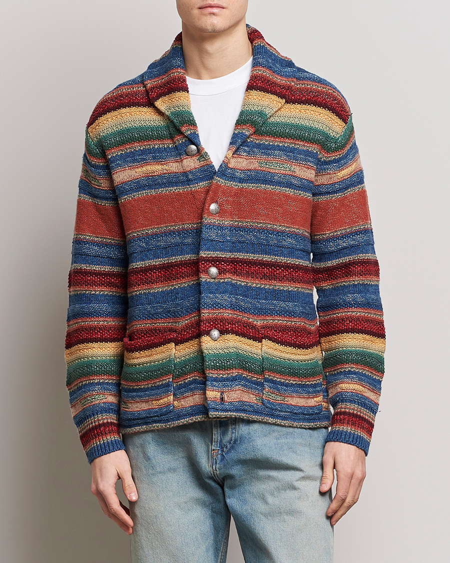 Herre | Cardigans | RRL | Wool/Linen Blend Shawl Cardigan Red Multi