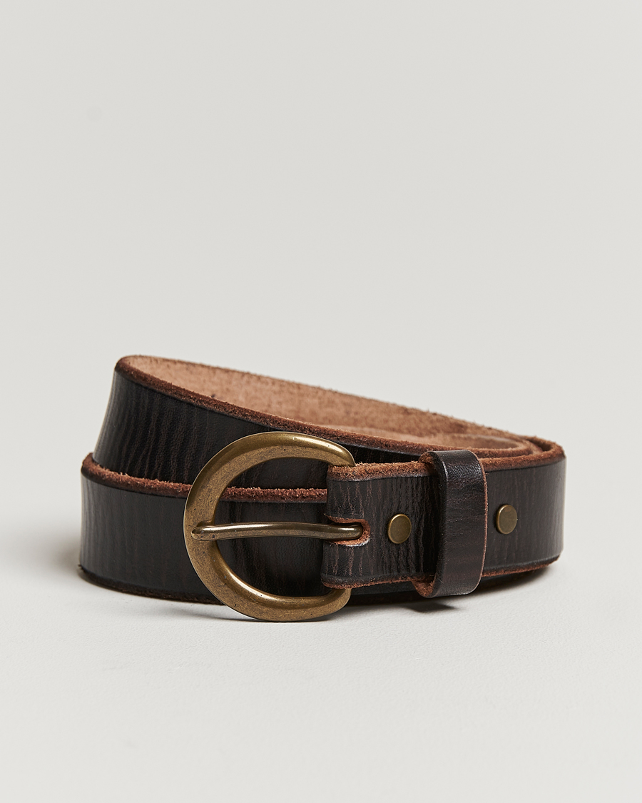 Herre | RRL Terramce Tumbled Leather Belt Dark Brown | RRL | Terramce Tumbled Leather Belt Dark Brown