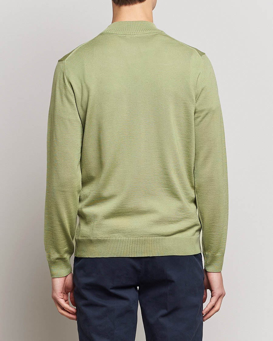 Herre | Gensere | Stenströms | Merino Wool Half Zip Light Green