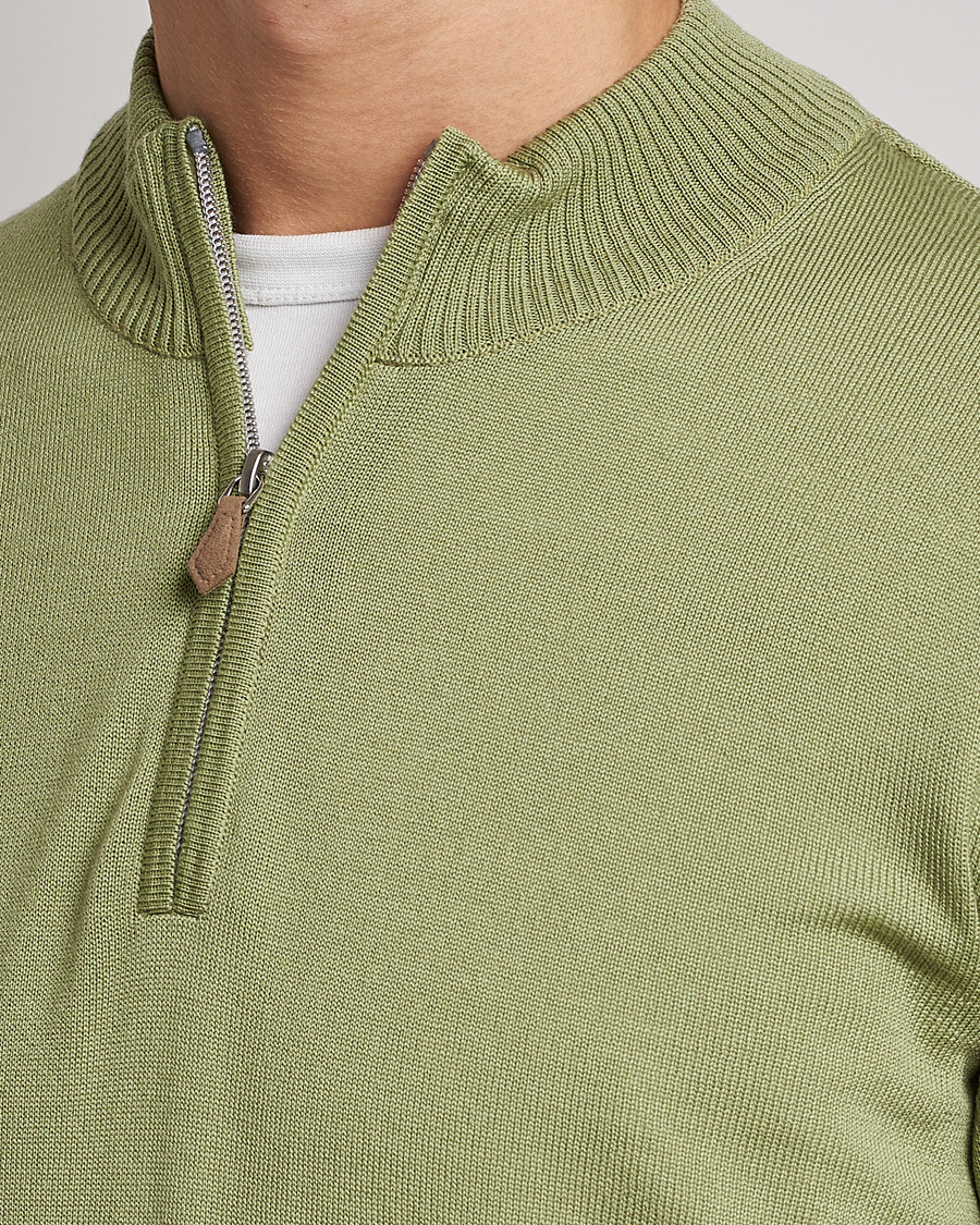 Herre | Gensere | Stenströms | Merino Wool Half Zip Light Green