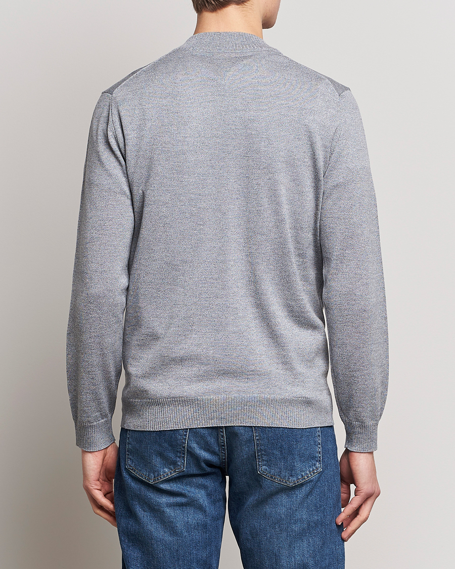 Herre | Gensere | Stenströms | Merino Wool Half Zip Grey Mouliné