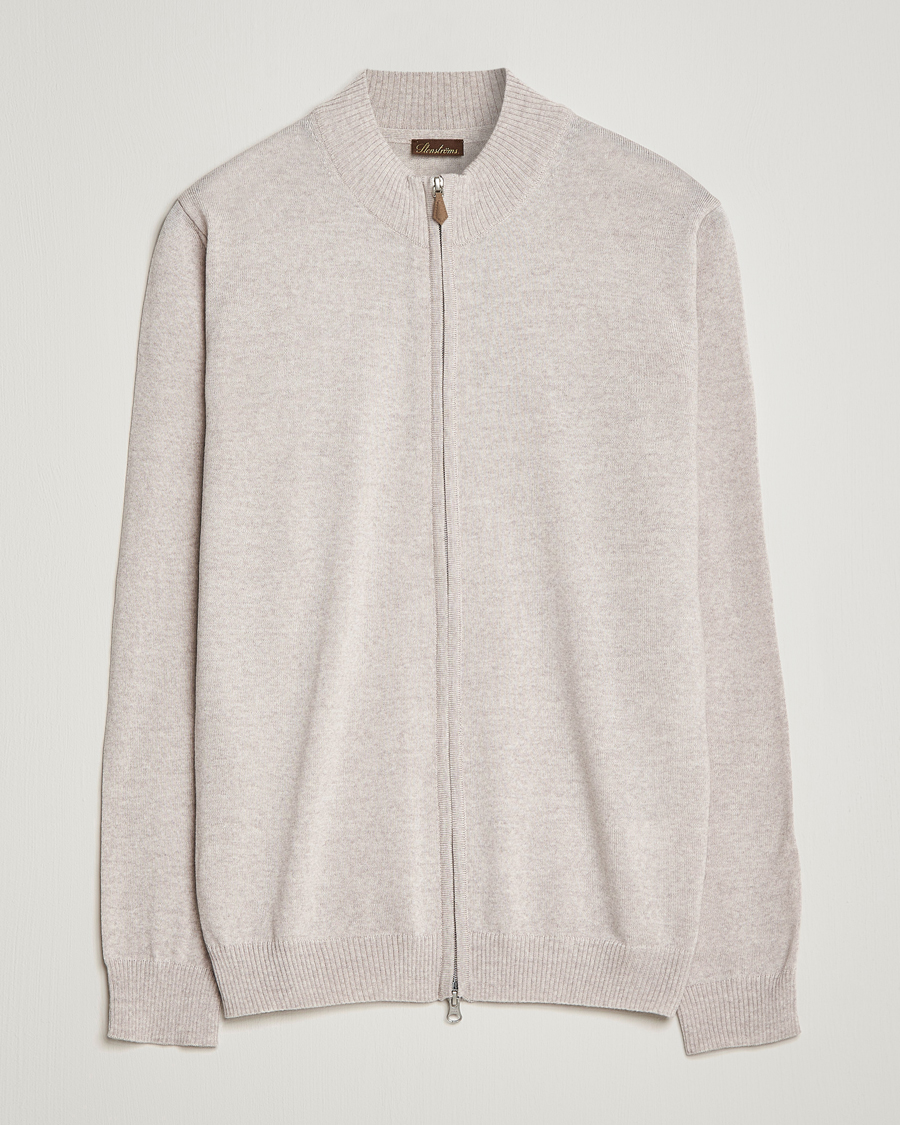 Herre | Gensere | Stenströms | Merino Wool Full Zip Beige