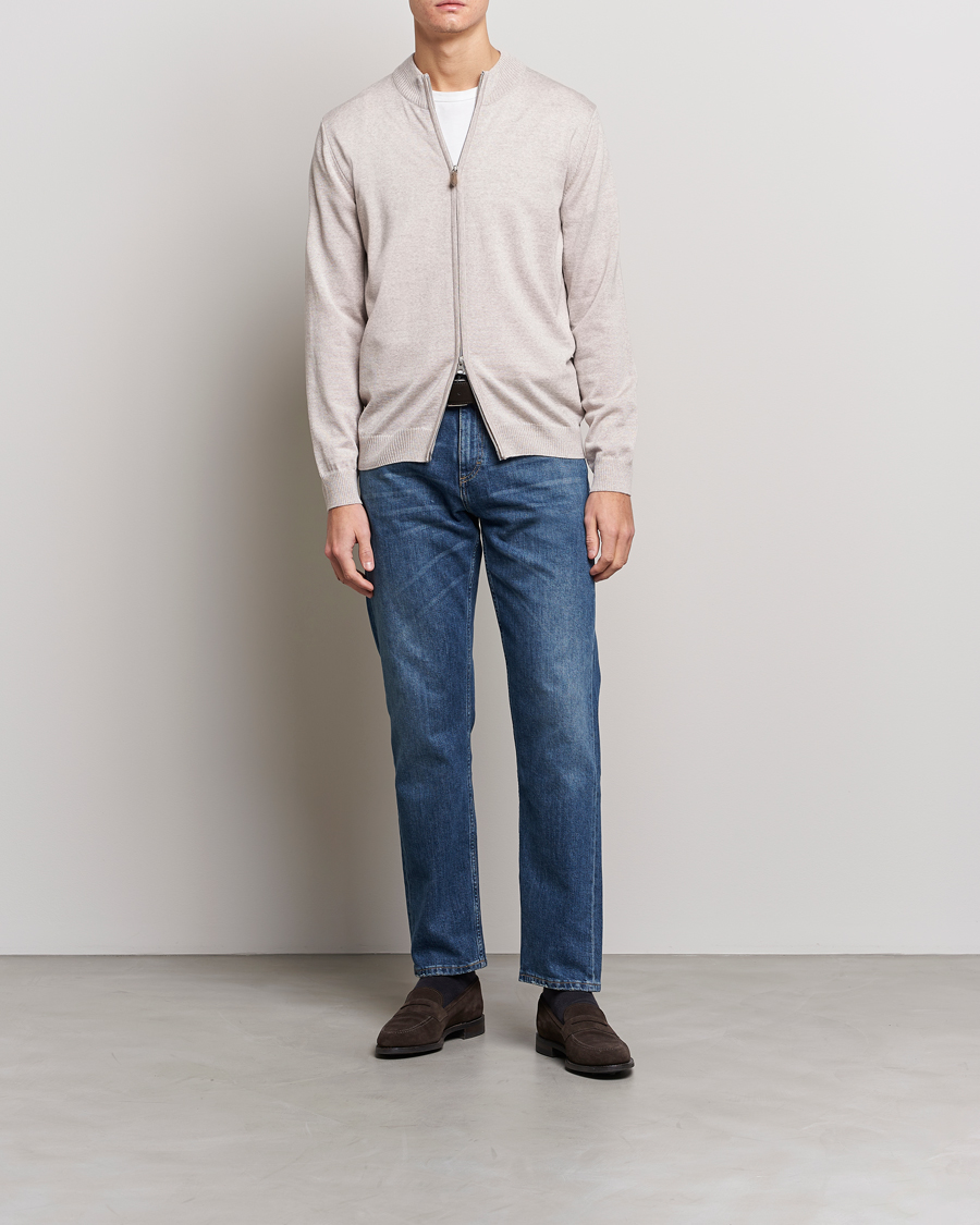 Herre | Gensere | Stenströms | Merino Wool Full Zip Beige