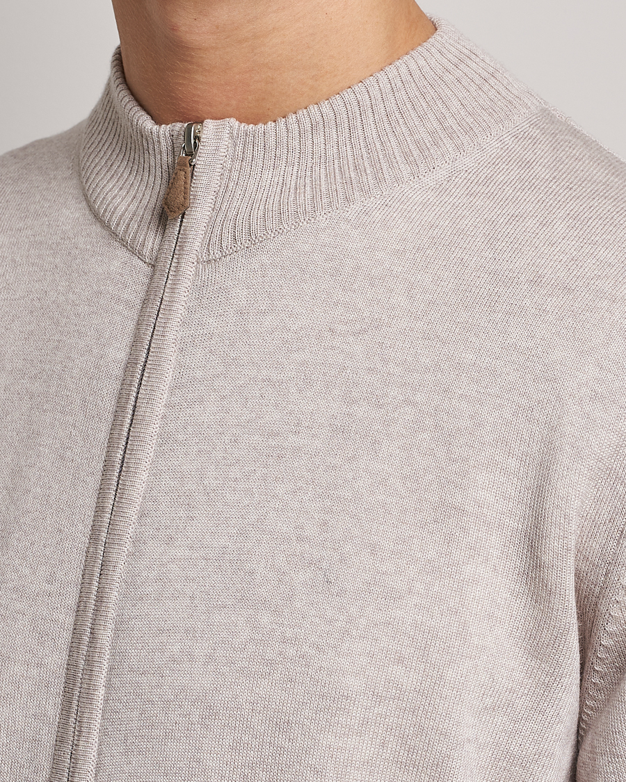 Herre | Gensere | Stenströms | Merino Wool Full Zip Beige