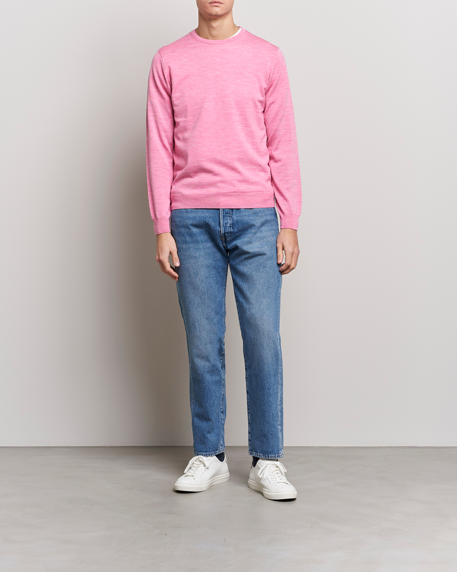Herre | Gensere | Stenströms | Merino Crew Neck Pink