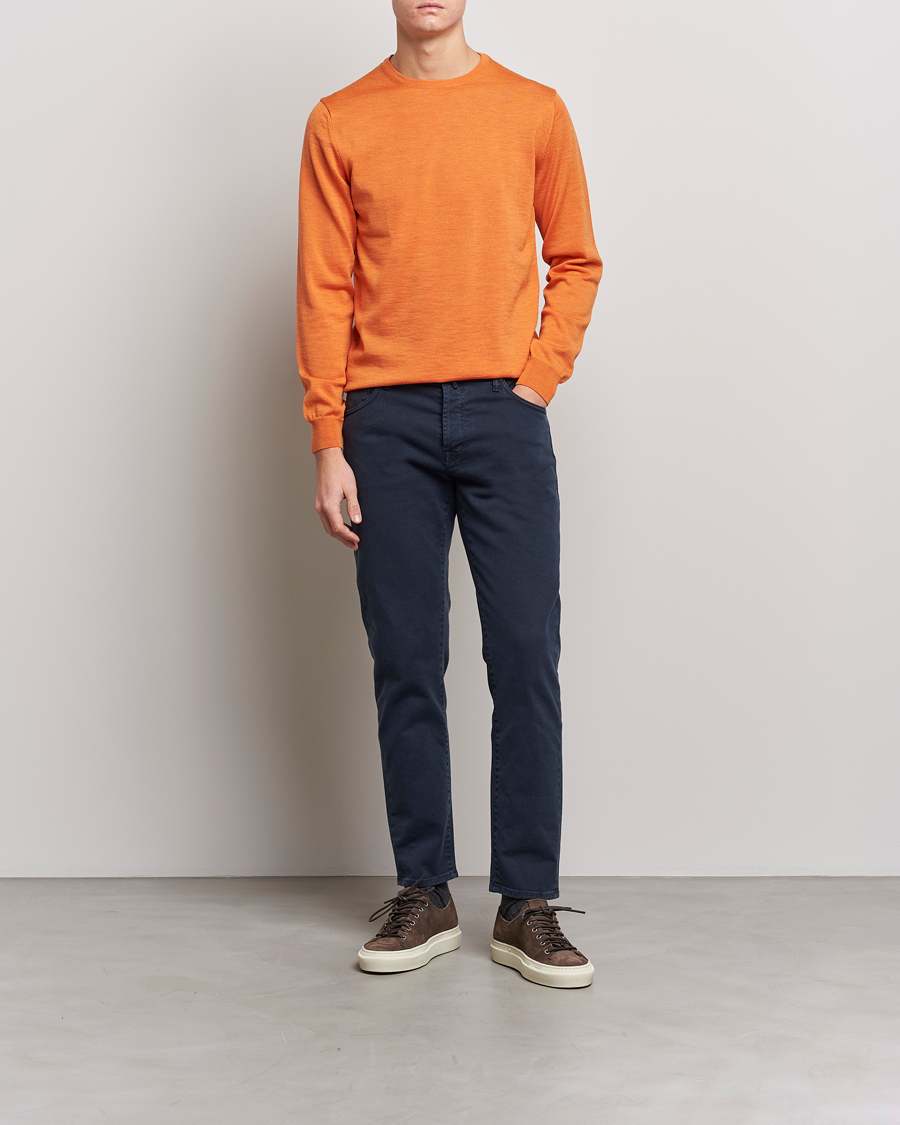 Herre | Gensere | Stenströms | Merino Crew Neck Orange