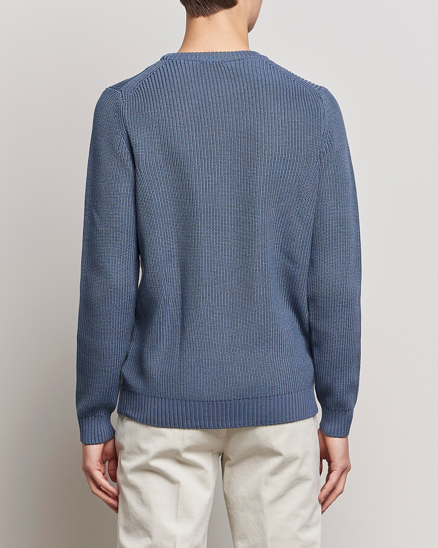 Herre | Gensere | Stenströms | Merino Heavy Knitted Crew Neck Petrol Blue