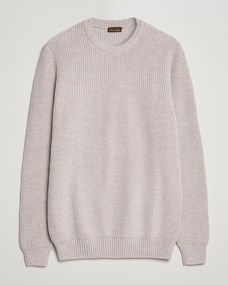 Herre | Gensere | Stenströms | Merino Heavy Knitted Crew Neck Beige