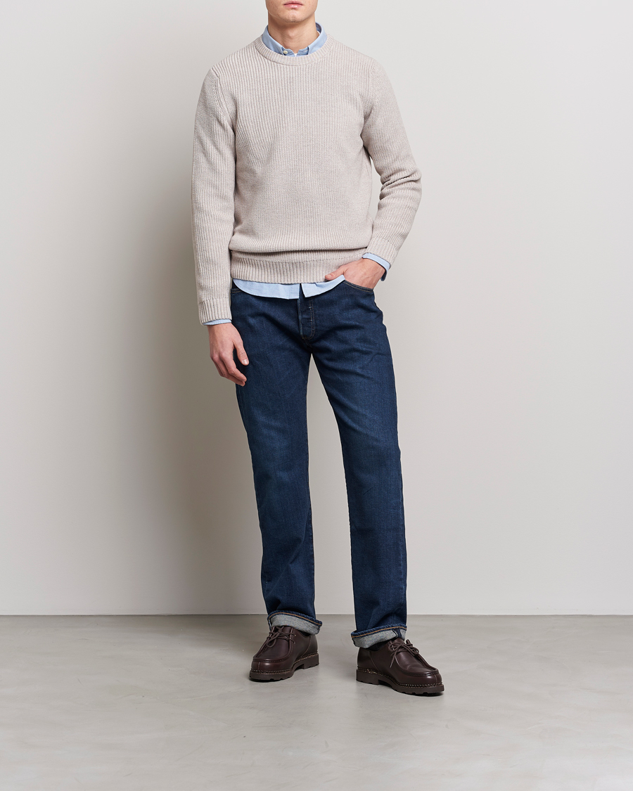 Herre | Gensere | Stenströms | Merino Heavy Knitted Crew Neck Beige