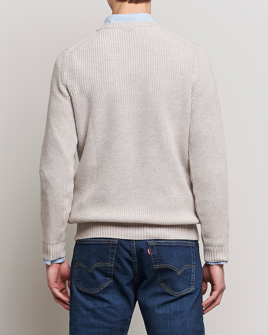 Herre | Gensere | Stenströms | Merino Heavy Knitted Crew Neck Beige