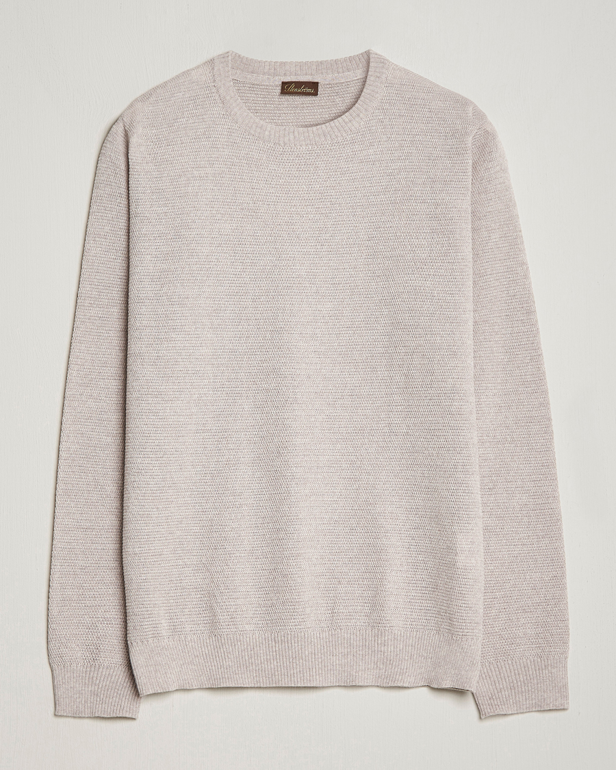 Herre | Gensere | Stenströms | Textured Merino Crew Neck Beige