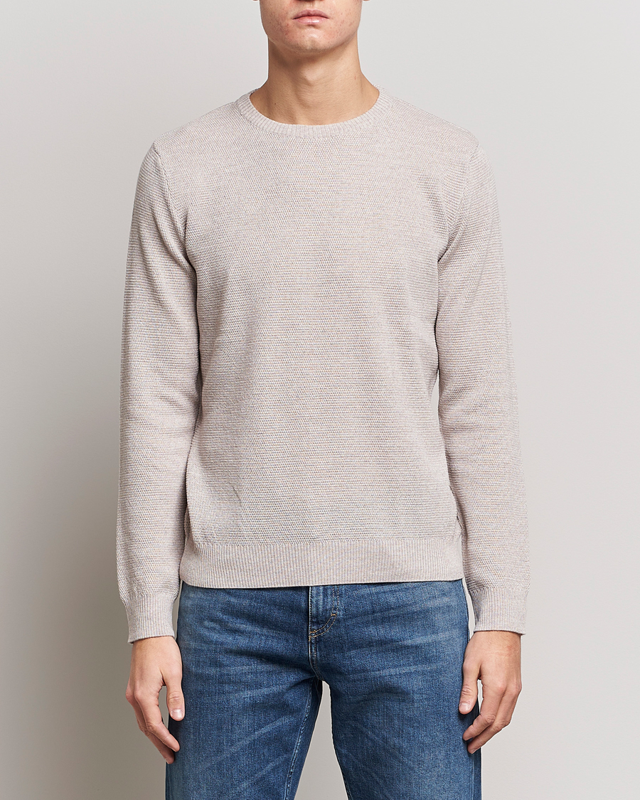 Herre | Gensere | Stenströms | Textured Merino Crew Neck Beige