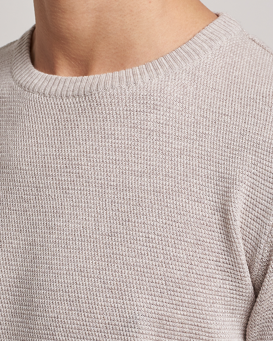 Herre | Gensere | Stenströms | Textured Merino Crew Neck Beige