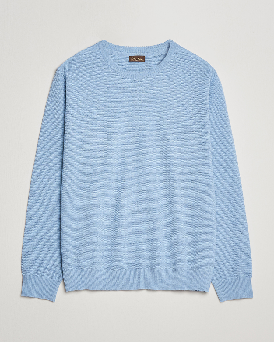 Herre | Gensere | Stenströms | Textured Merino Crew Neck Light Blue