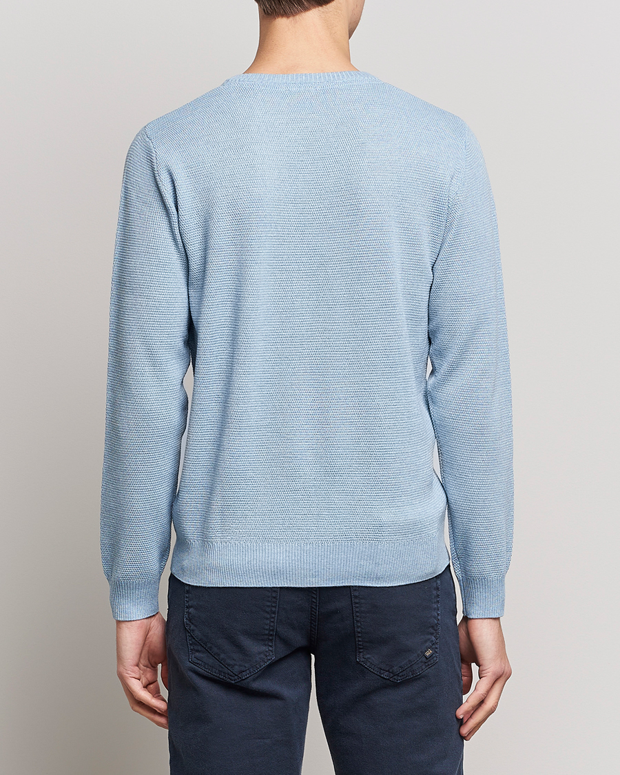 Herre |  | Stenströms | Textured Merino Crew Neck Light Blue