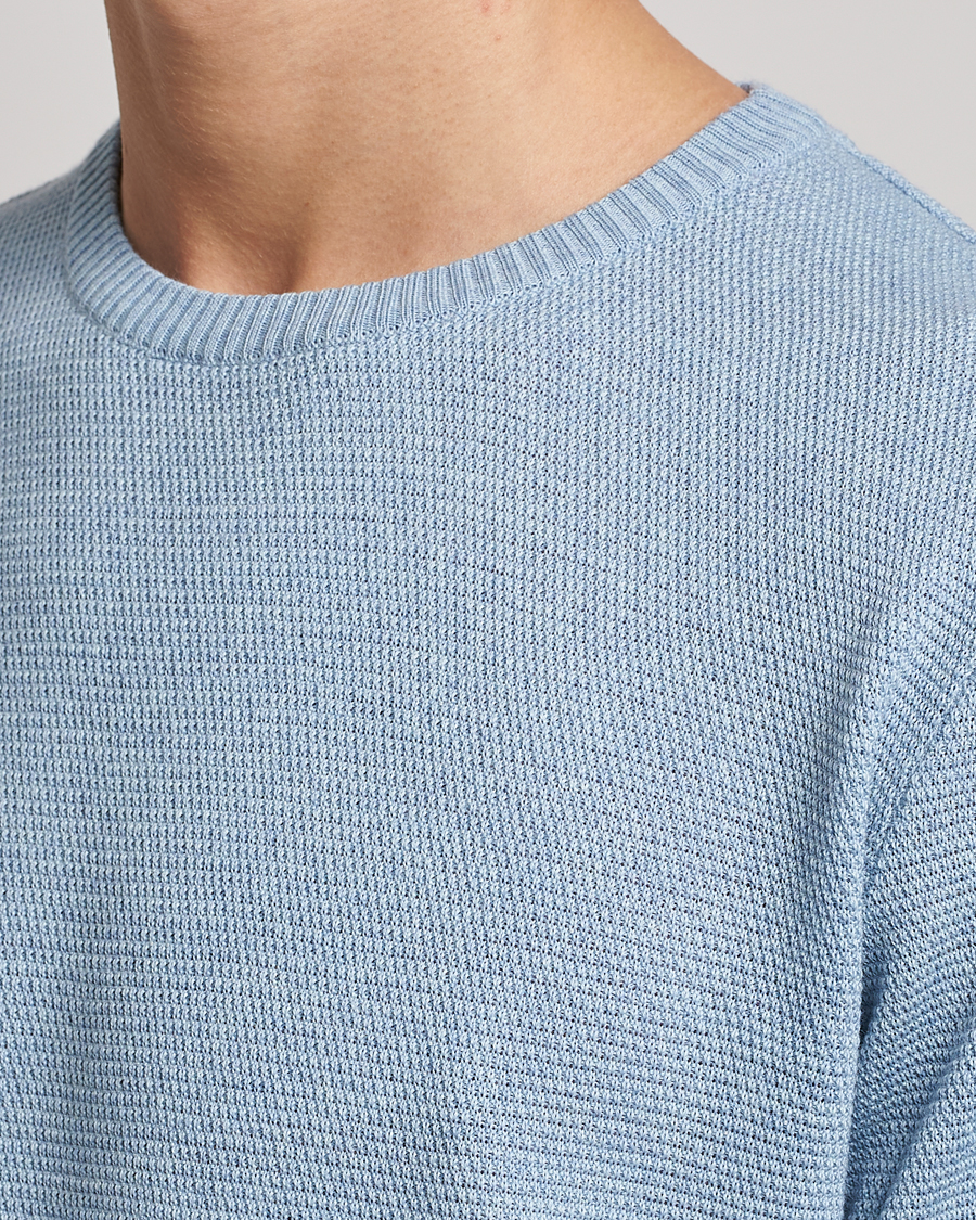 Herre | Gensere | Stenströms | Textured Merino Crew Neck Light Blue