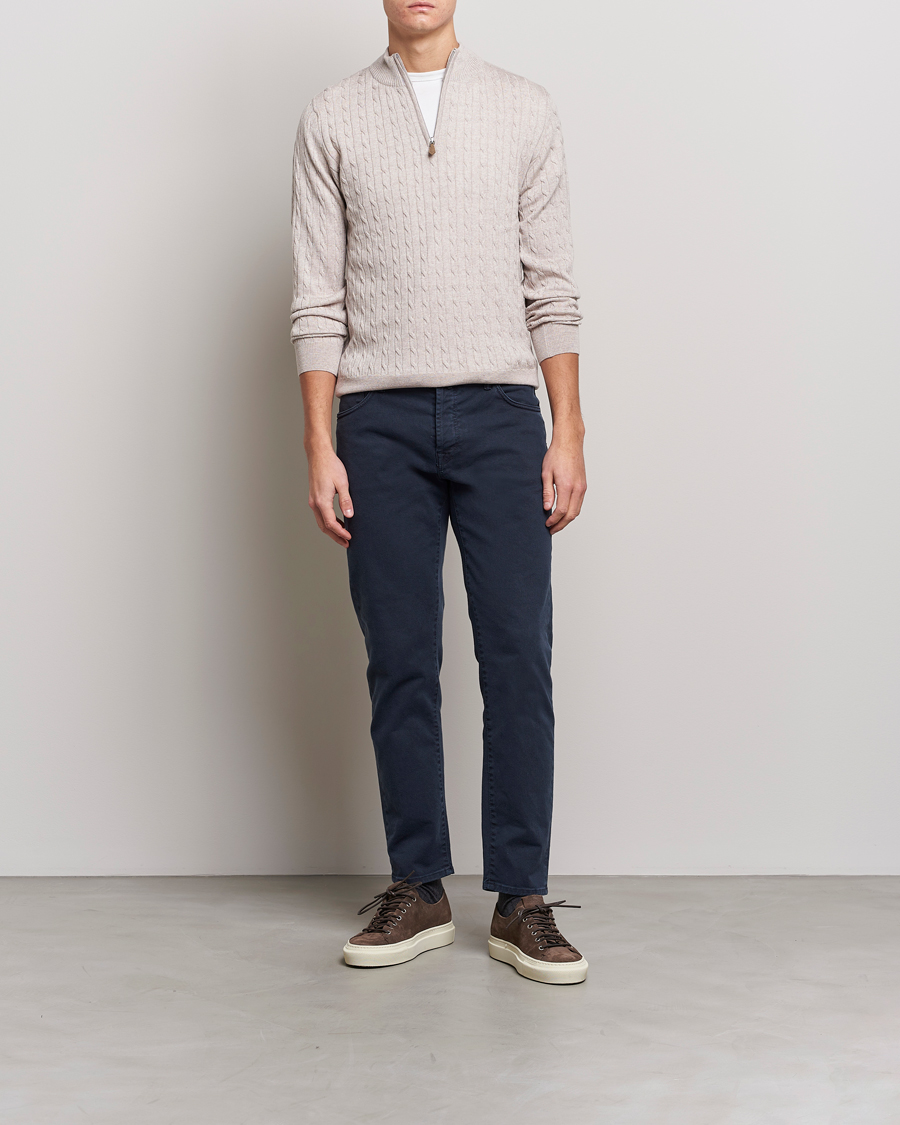Herre | Gensere | Stenströms | Merino Cable Half Zip Beige