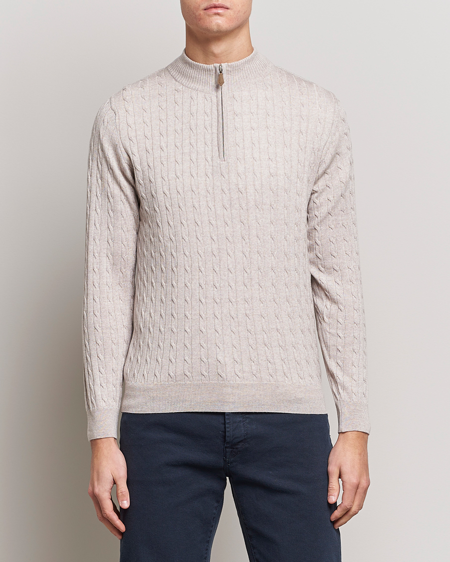 Herre |  | Stenströms | Merino Cable Half Zip Beige