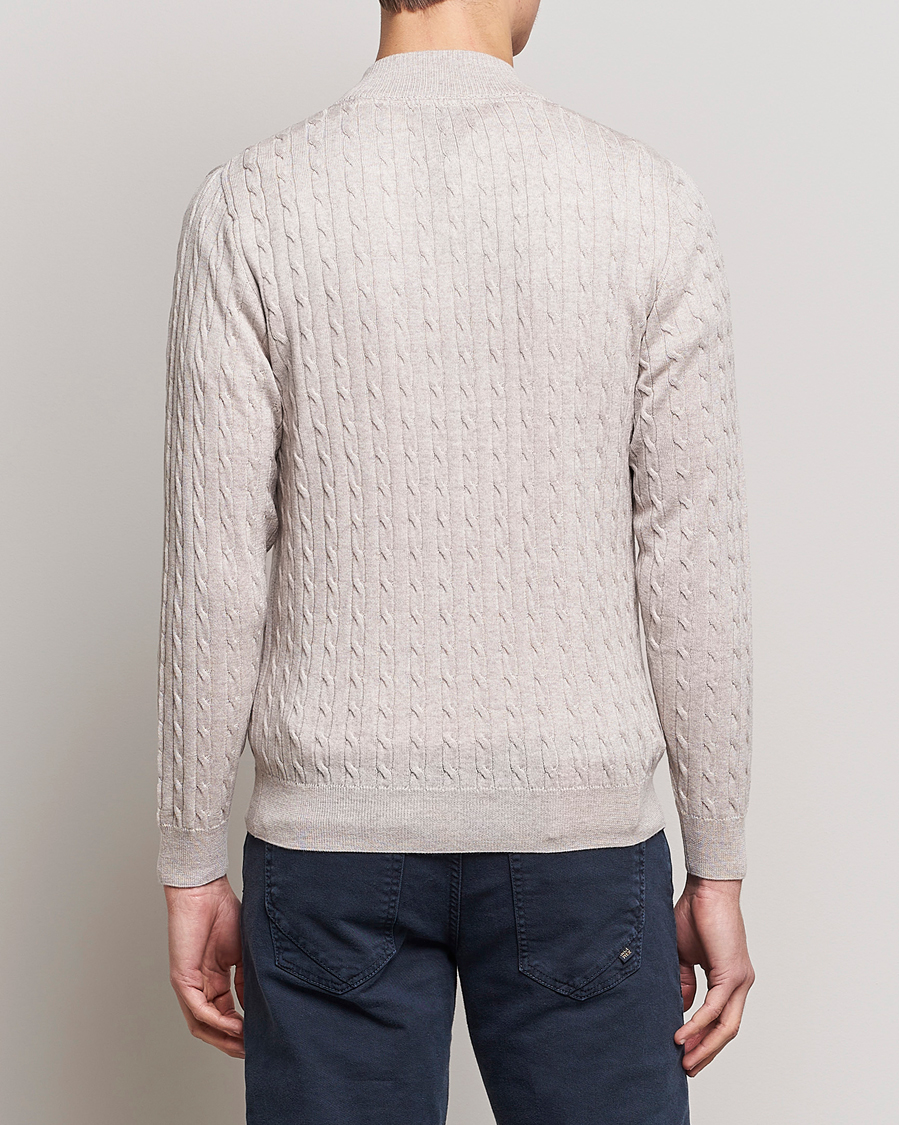 Herre | Gensere | Stenströms | Merino Cable Half Zip Beige