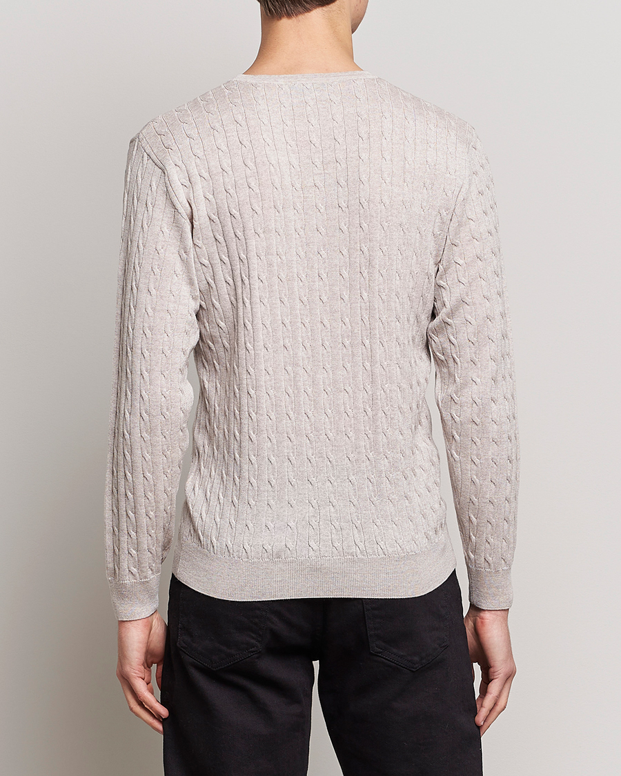 Herre | Gensere | Stenströms | Merino Cable Crew Neck Beige