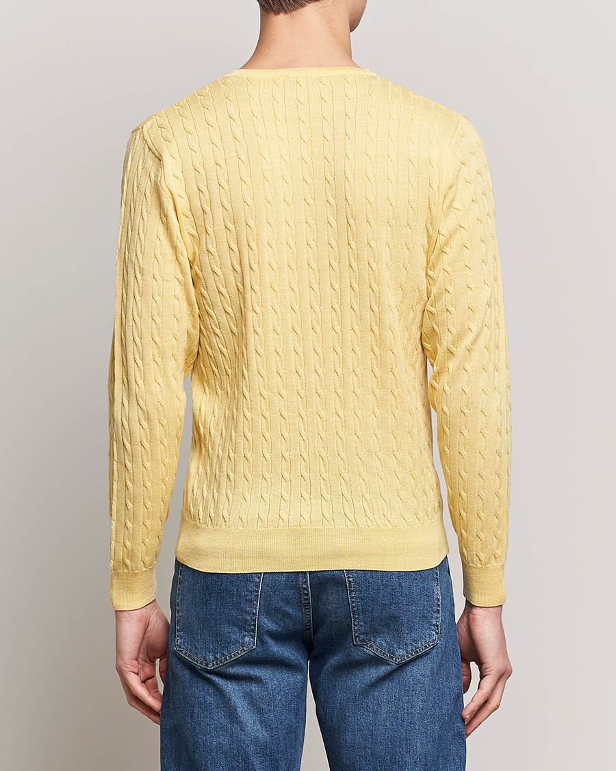 Herre | Gensere | Stenströms | Merino Cable Crew Neck Yellow