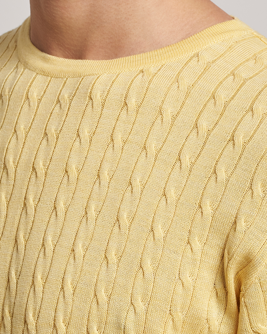 Herre | Gensere | Stenströms | Merino Cable Crew Neck Yellow