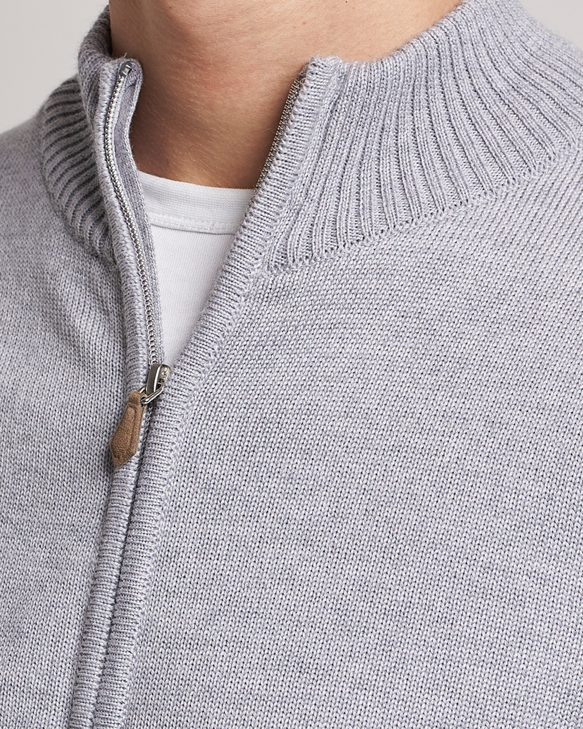 Herre | Gensere | Stenströms | Chunky Merino Full Zip Light Grey