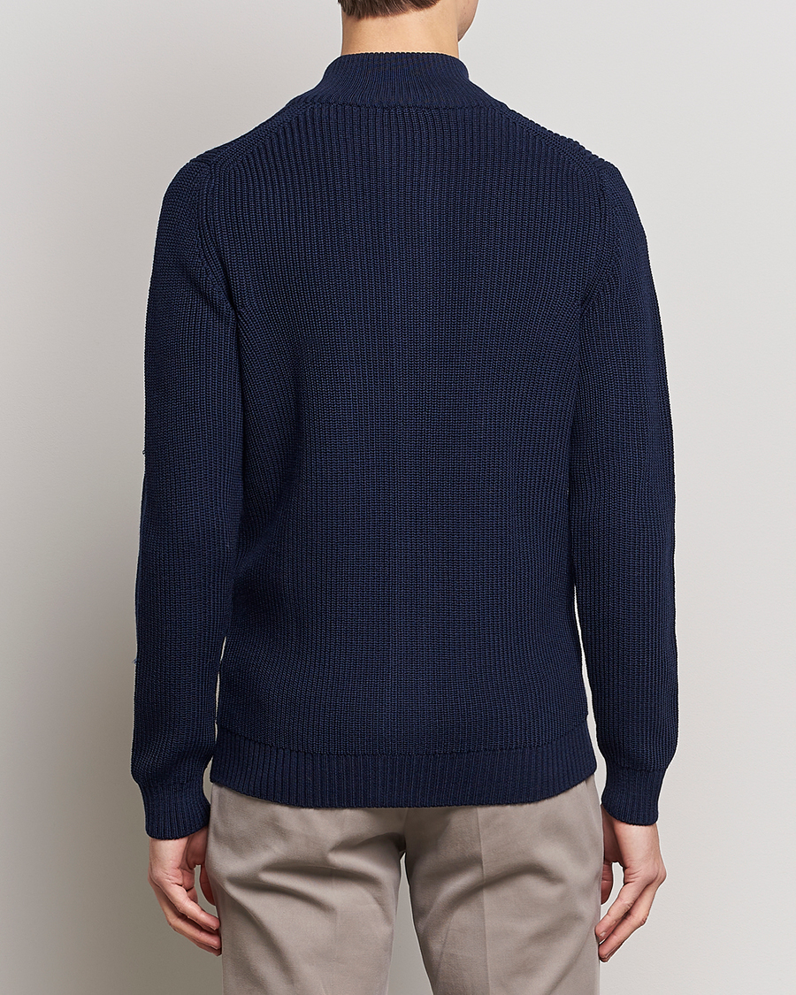 Herre | Gensere | Stenströms | Half Card Heavy Merino Cardigan Navy