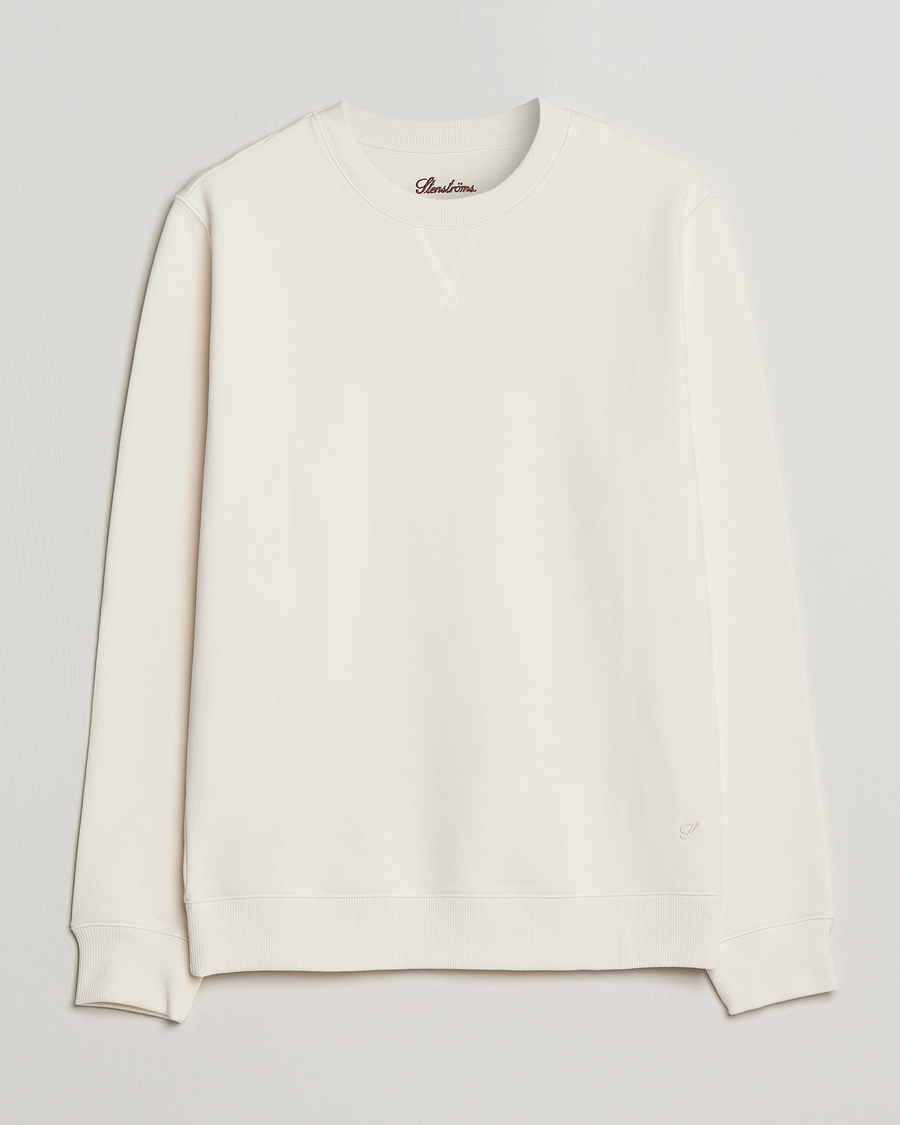 Herre | Gensere | Stenströms | Cotton Collage Crew Neck White