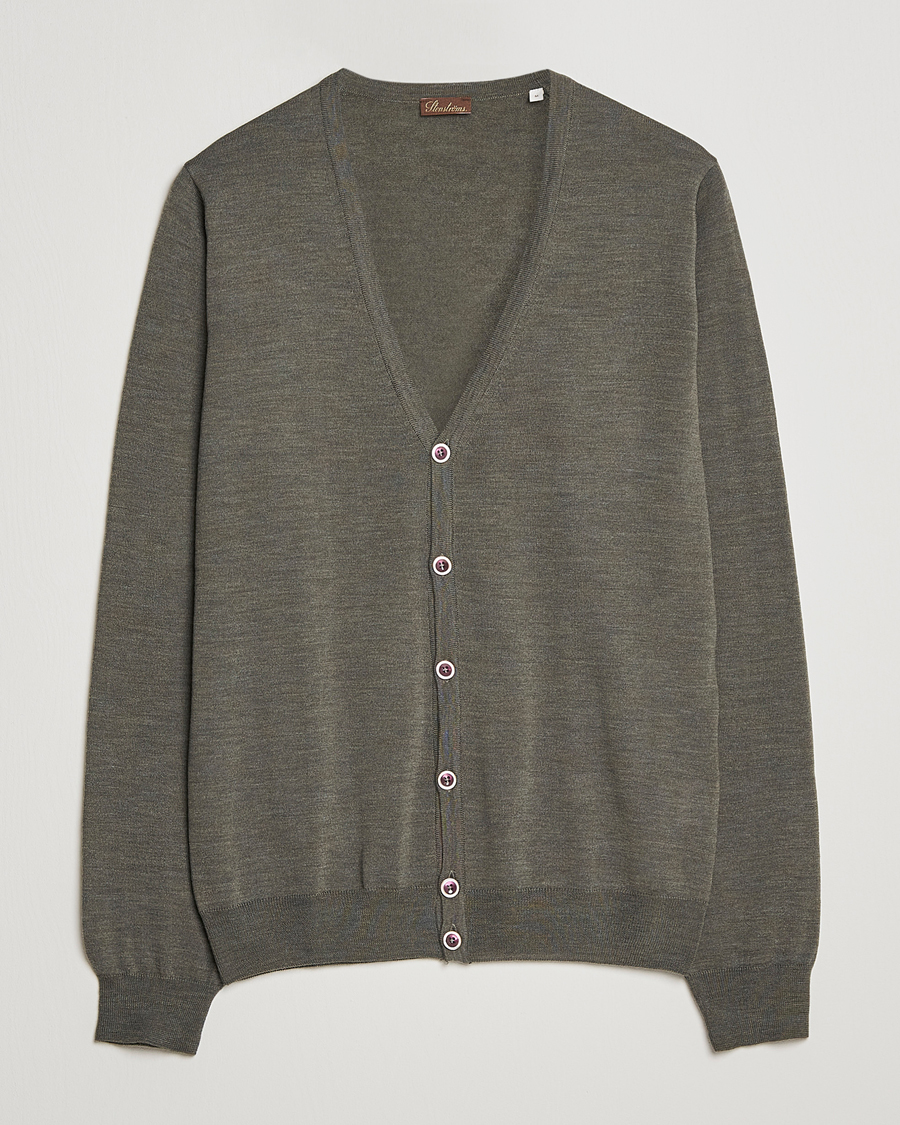 Herre | Gensere | Stenströms | Merino Zegna Knitted Cardigan Dark Green