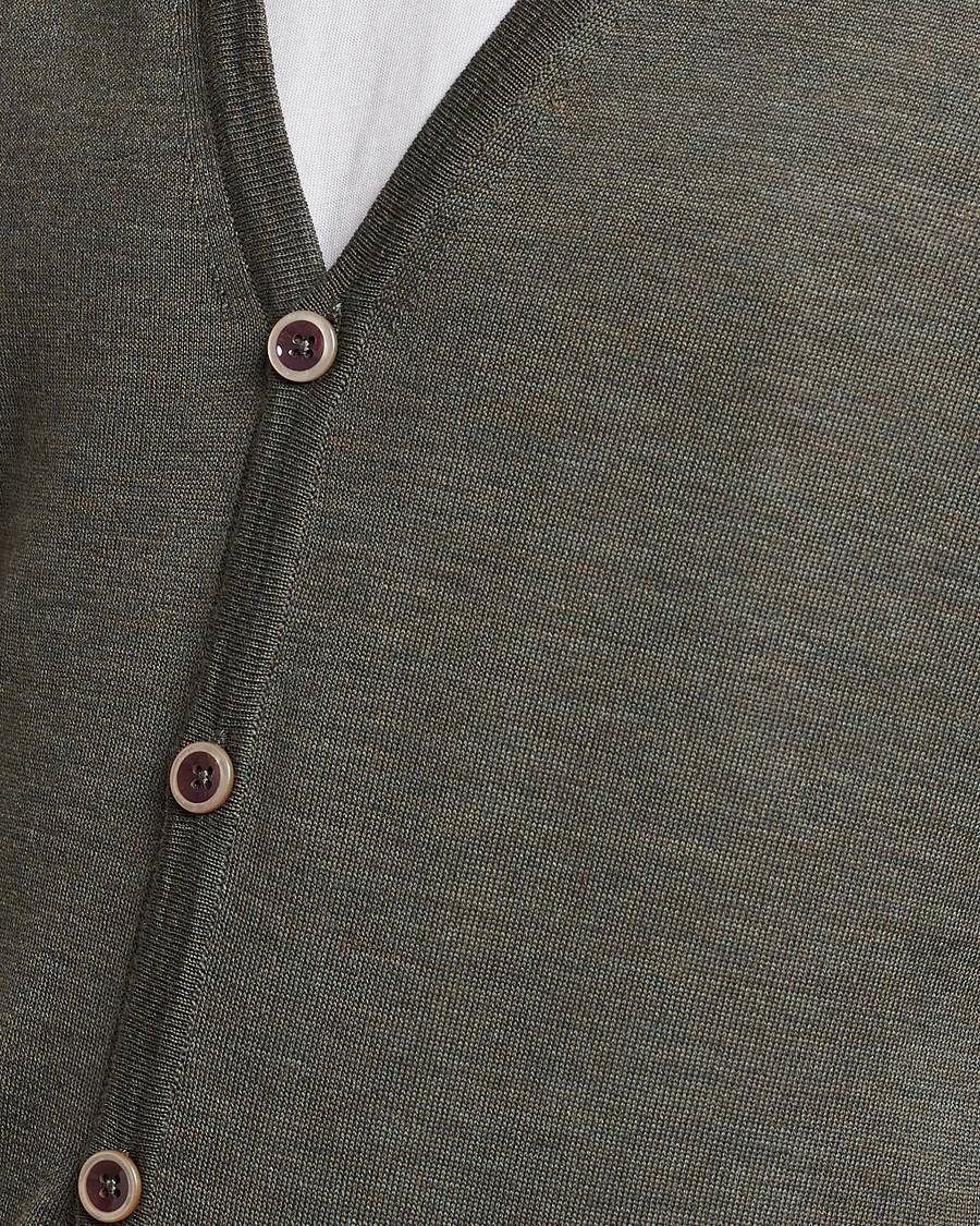Herre | Gensere | Stenströms | Merino Zegna Knitted Cardigan Dark Green