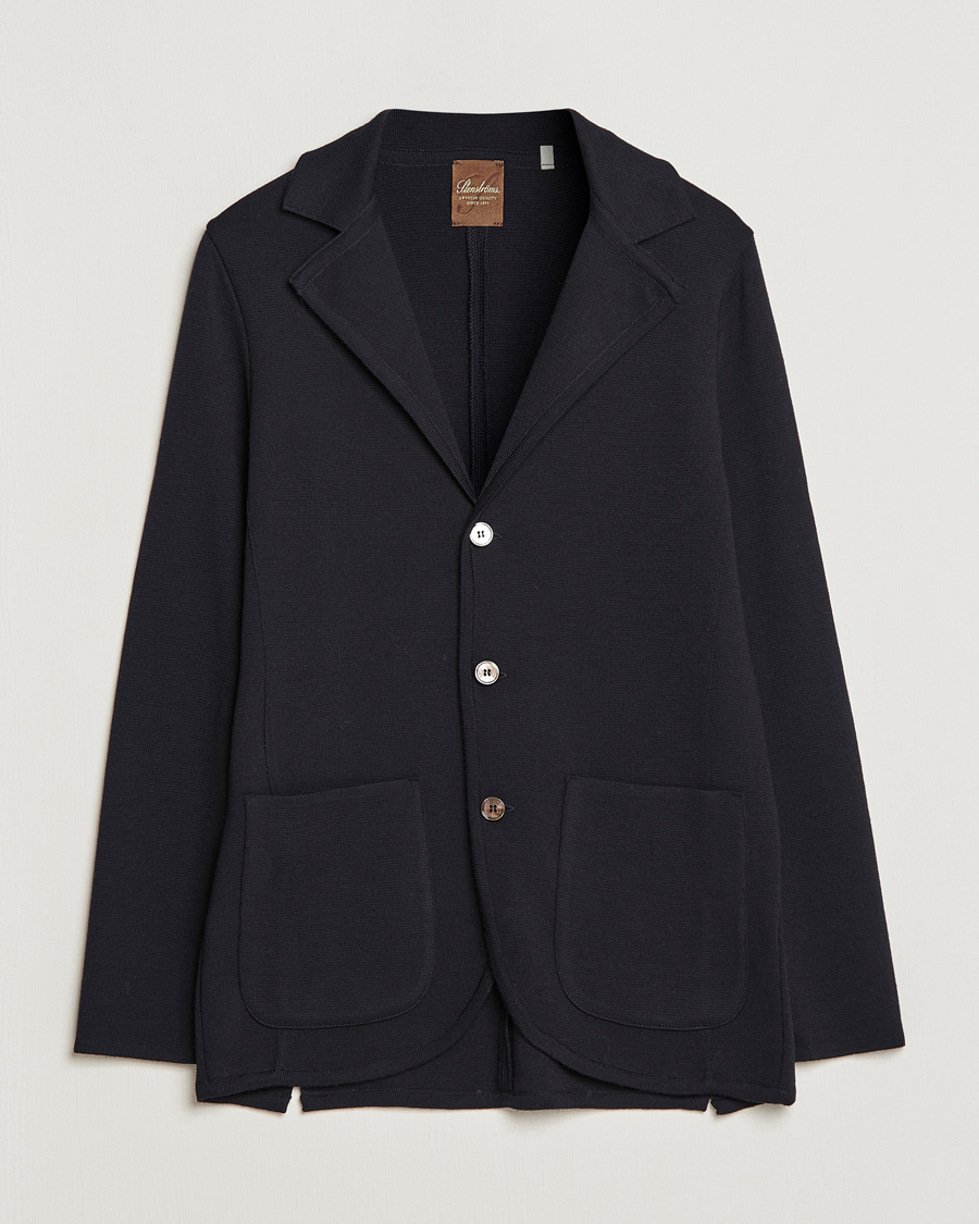 Herre | Dressjakker | Stenströms | Milano Knitted Merino Blazer Navy