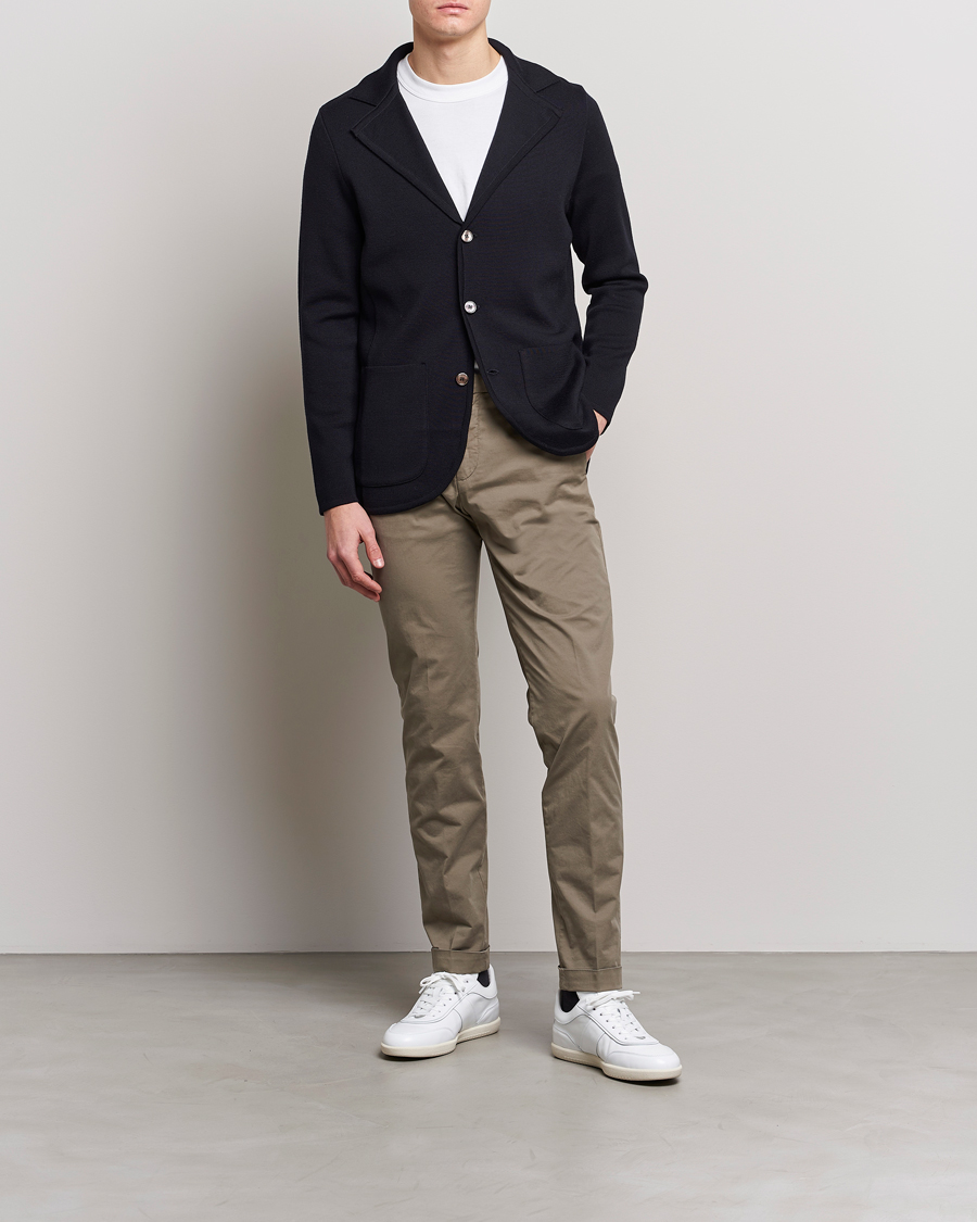 Herre | Dressjakker | Stenströms | Milano Knitted Merino Blazer Navy