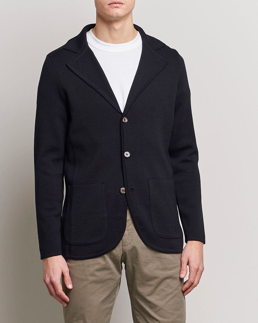 Herre | Dressjakker | Stenströms | Milano Knitted Merino Blazer Navy